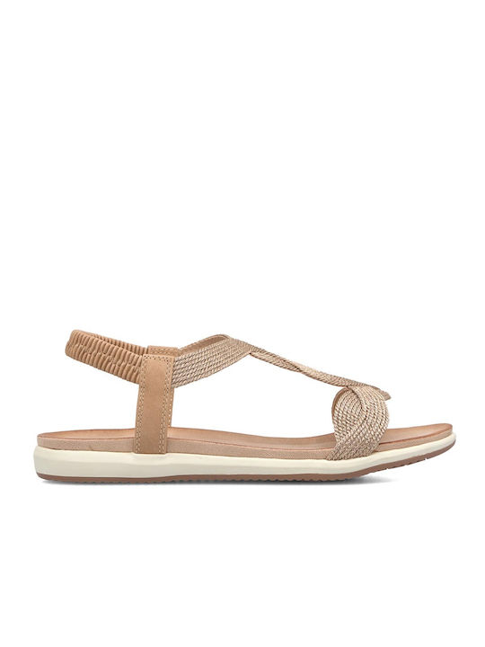 Exe Synthetic Leather Women's Sandals Gold