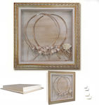 Σκάλιστη Wall-Mounted Wedding Crown Case / Photo Frame Wooden Gold 30x30cm