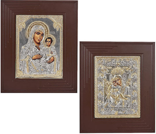 Religiöses Ikone Goldrahmen Riesig Holz-Metall 47x39cm Homie 321410