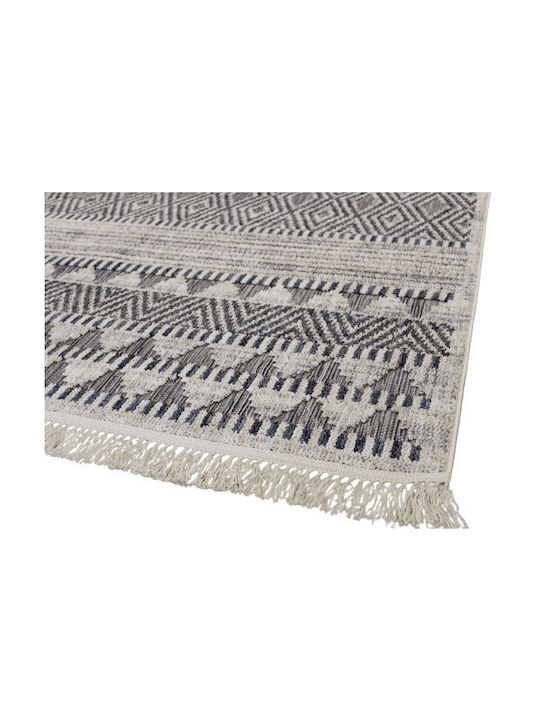 Bella 585 Rug Rectangular with Fringes Blue Cream