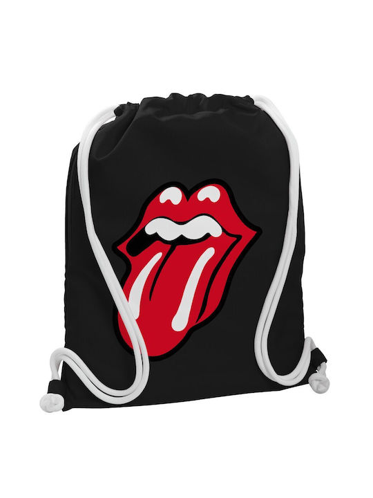 Koupakoupa Rolling Stones Kiss Τσάντα Πλάτης Γυμναστηρίου Μαύρη