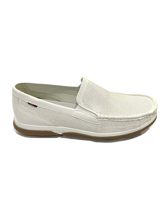 Ustyle Men's Synthetic Leather Moccasins White