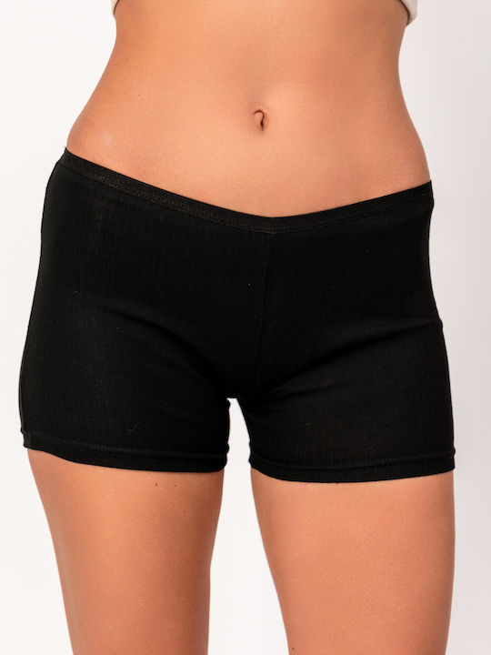 Kota Sommer Baumwolle Damen Pyjama-Shorts Schwarz