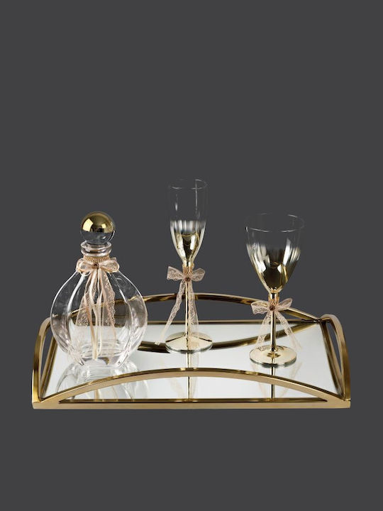 La Vista Set Decantor De Nuntă Cu Pahar De Vin Cristalin / Metalic 2 Bucăți