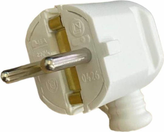 Priză electrică Masculin Schuko Colțar Alb