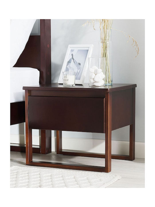 Beliani Wooden Bedside Table Dark Wood Giulia