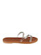 Leather Women's Flat Sandals in White Color