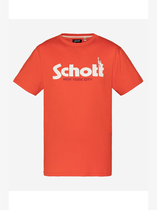 Schott Bluza Bărbătească cu Mânecă Scurtă Orange