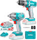 Total TOSLI230702 Set Mașină de găurit & Șurubelniță cu impact Brushless 20V cu 2 baterii 2Ah și husă