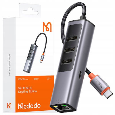 Mcdodo HU-1110 USB-C Stație de andocare cu HDMI PD Ethernet Gri