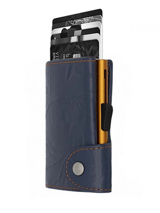Leather Men's Wallet Classic with RFID Blue