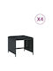 Garden Stool Cube Outdoor Rattan with Cushion Black 4 Pieces 40x40x35cm