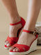 Espadrille Plateauschuhe mit gekreuztem Design und Strohhacke 431.fl237-f Rot