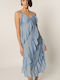 Edward Jeans Summer Midi Dress for Wedding / Baptism Light Blue