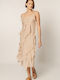 Edward Jeans Summer Midi Dress for Wedding / Baptism Beige