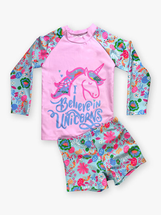 Flower Girl Kids Swimwear Swimwear Set Sunscreen (UV) Pink