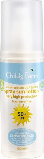 Childs Farm Senstive Skin SPF50 Wasserdichtes Kinder Sonnenschutzmittel Spray für Person 100ml