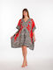 Rima Beachwear Feminin Caftan de Plajă White-Red