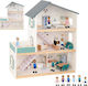 Tooky Toys Dollhouse With 8 Figures Casa de păpuși din lemn