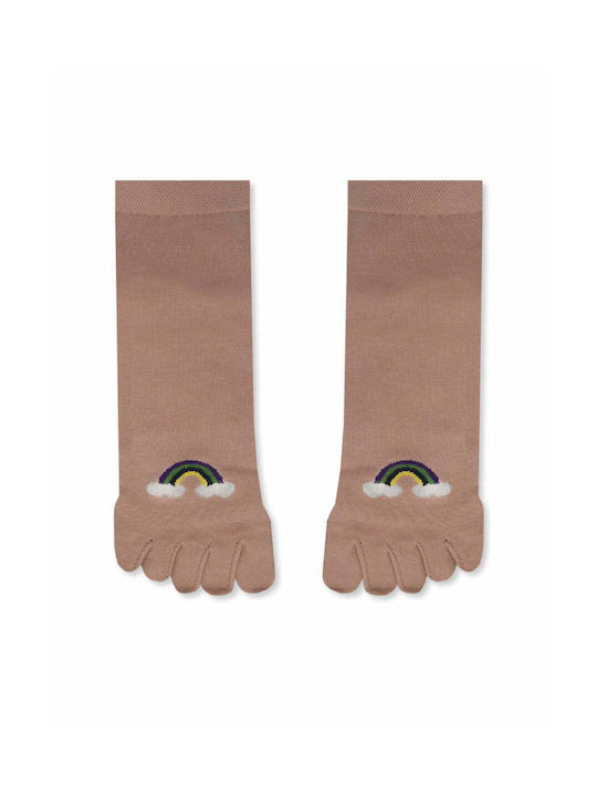 Ytli Βαμβακερή Κάλτσα Δάχτυλα Toe Socks Σχέδια Rainbow