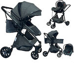 ForAll Verstellbar 3 in 1 Baby Kinderwagen Geeignet für Neugeborene Grey-Black