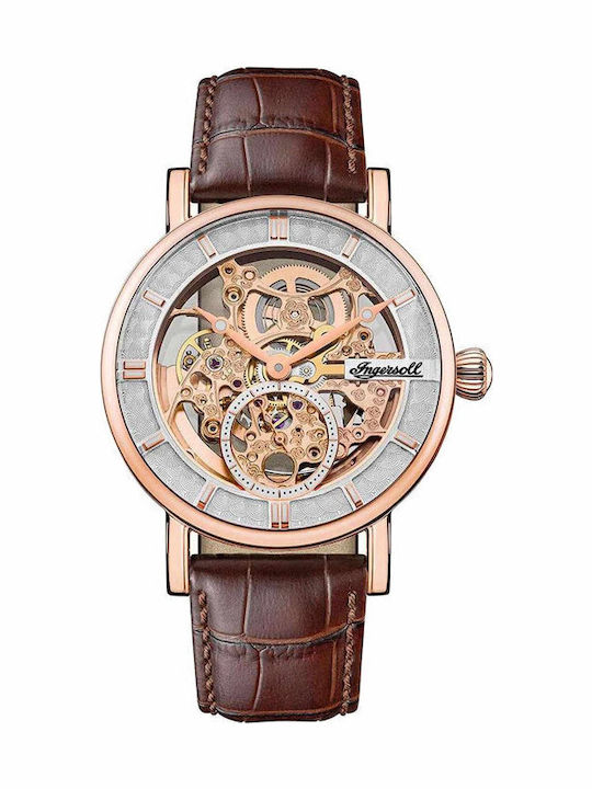 Ingersoll Herald Ceas Bărbați 40mm Automat Cu Curea Din Piele Maro