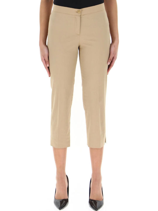 Women's Fabric Capri Trousers Beige