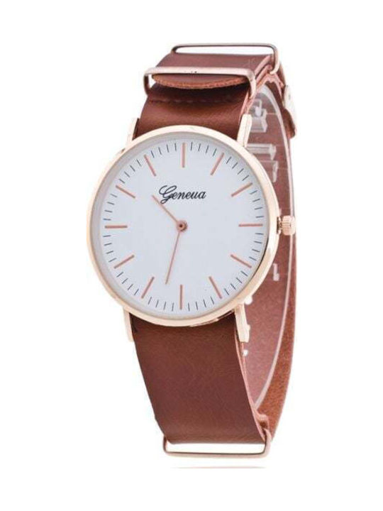 Watch with Red Leather Strap