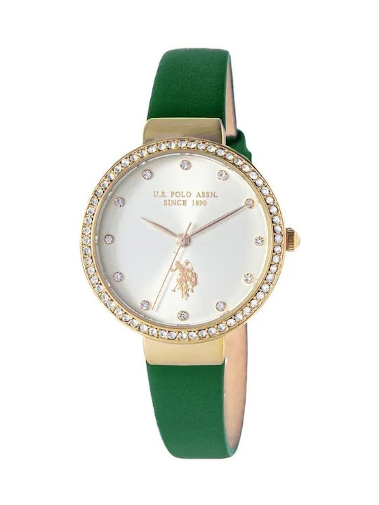 U.S. Polo Assn. Camille Uhr mit Grün Lederarmband