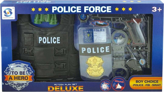 Set Poliție Askato Cu Vest Scut Carnaval Negru