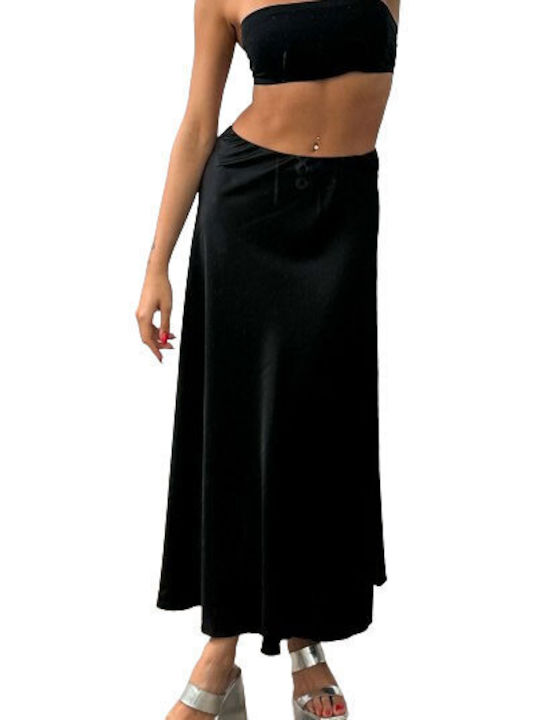 Chica Satin Skirt in Black color