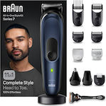 Braun Multifunctional Trimmer 7 11-in-1 Reîncărcabil Aparat de tuns Albastră MGK7450