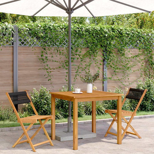 Outdoor Chair Wooden Black 2pcs 38x32.5x78cm