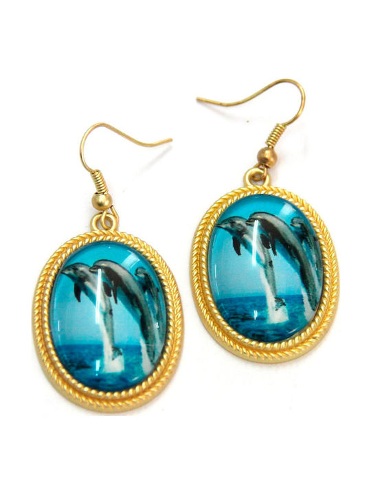 Kostibas Fashion Earrings Gold Plated with Stones