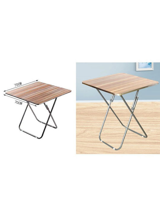 Tisch für kleine Außenbereiche Zusammenklappbar Μπεζ-καφέ 70x70cm
