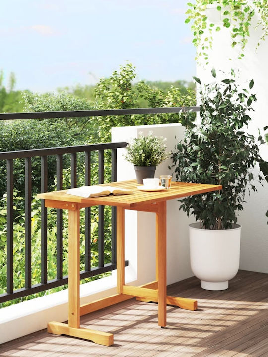Wooden Garden & Terrace Table for Small Spaces Foldable Solid Acacia Wood 90x60x72cm
