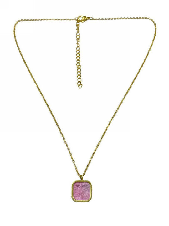 Kostibas Fashion Kostibas Fashion Halskette aus Vergoldetem Stahl Rosa