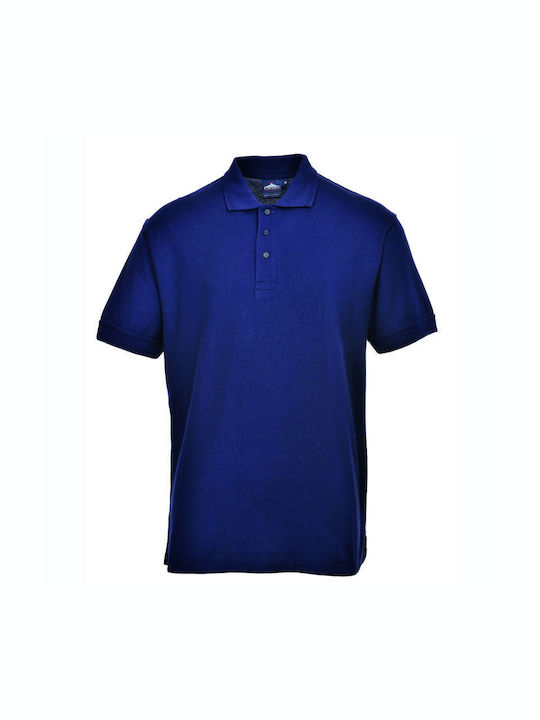 Portwest Men's Short Sleeve Work Shirt Polo Blue