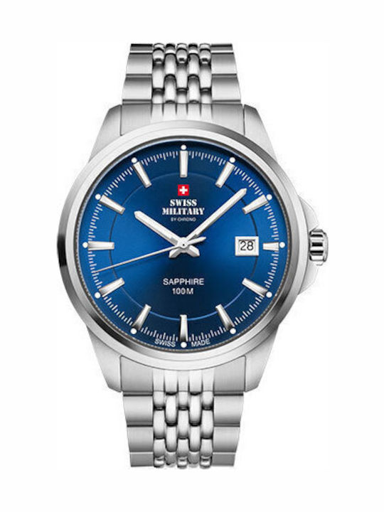 Swiss Alpine Military by Grovana Men's Watch 40mm Chronograph Battery with Silver Metal Bracelet