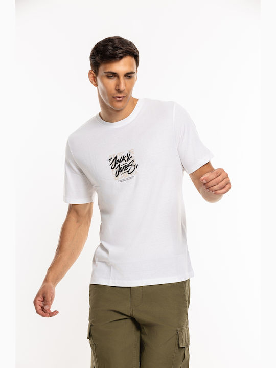 Jack & Jones Ανδρικό T-shirt Κοντομάνικο Ασπρο