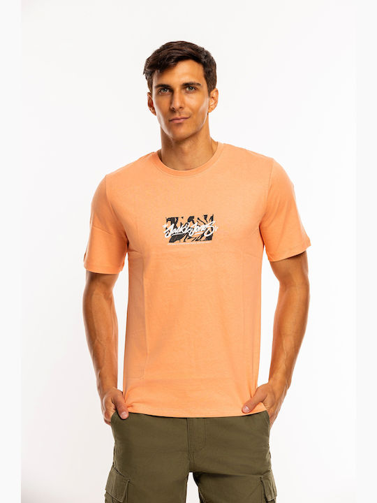 Jack & Jones T-shirt Bărbătesc cu Mânecă Scurtă Orange