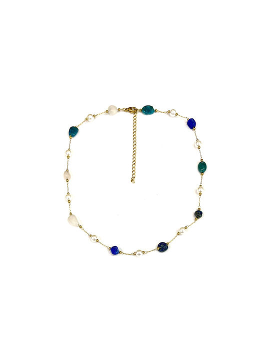 Kostibas Fashion Halskette aus Stahl mit Perlen