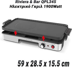 Riviera & Bar QPL345 Tabletop 1900W Electric Grill with Adjustable Thermostat 50.5cmx25.5cmcm