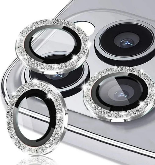 Lens Glass Strass Camera Protection Tempered Glass Silver for the iPhone 13 Pro, 13 Pro Max