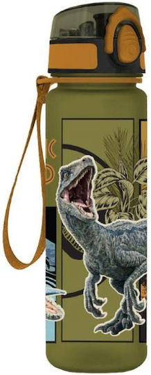 Must Team Plastic Kids Water Bottle Dinosaurs with Straw Velociraptor 650ml