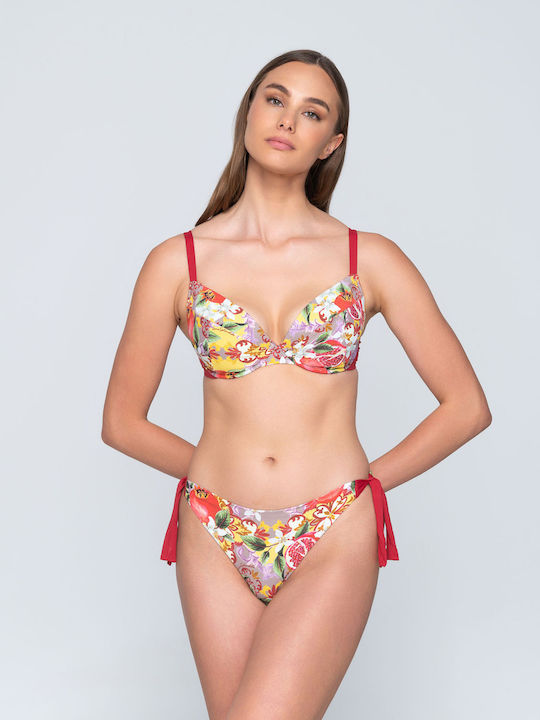 Luna Padded Bikini Bra Granada with Adjustable Straps Red