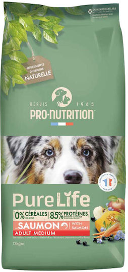 Flatazor Pure Life 12kg Ξηρά Τροφή χωρίς Σιτηρά & Γλουτένη για Ενήλικους Σκύλους Μεσαίων Φυλών με Σολομό, Λαχανικά, Τόνο, Κοτόπουλο, Γαλοπούλα, Χοιρινό και Πάπια