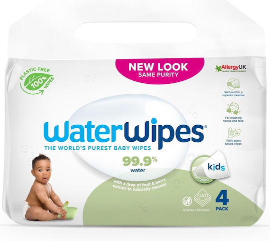 WaterWipes Baby Wipes with 99.9% Water, without Alcohol & Parabens 4x60pcs