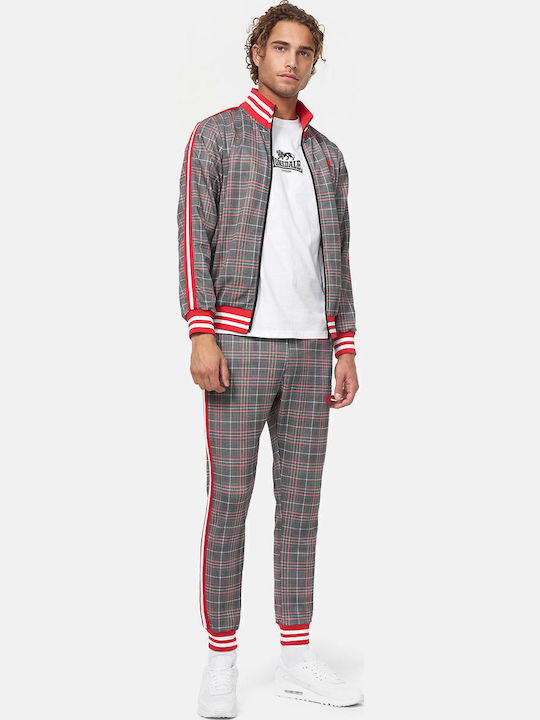 Set de trening din poliester pentru bărbați și jachetă Lonsdale Glatrigill, croială slim fit, albă, neagră, roșie
