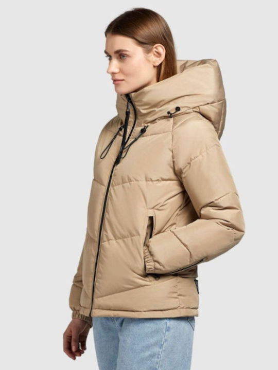 Khujo Women's Short Lifestyle Jacket for Winter with Hood Brown